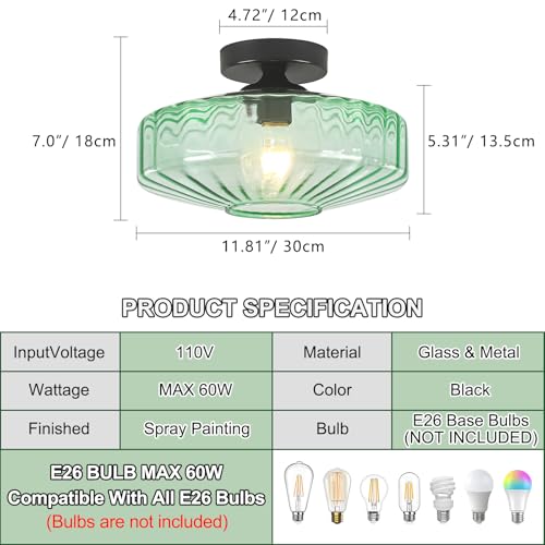 Mid Century Green Glass Ceiling Lights