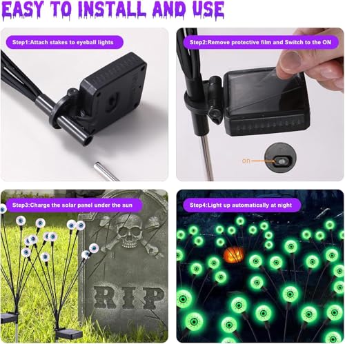 Halloween Decorations Outdoor Solar Scary Eyeball Lights (8 Count)
