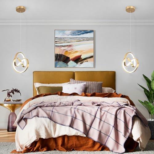 Modern LED Pendant Light Fixtures 5500K Pendant Lights Kitchen Island Lighting Adjustable Height Gold Hanging Lamp for Dining Room Bedroom Living Room (3 Count)