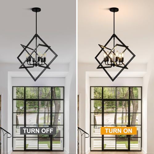 24" Modern Black Chandelier for Dining Room