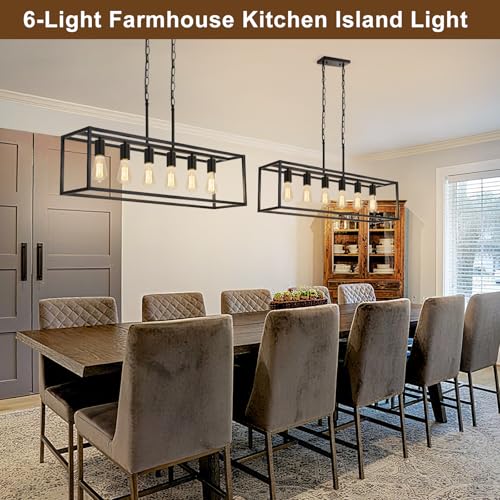 6 Light Black Chandeliers for Dining Room