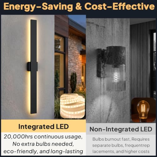 2 Pack LED Outdoor Wall Sconce Dimmable (47.2in)