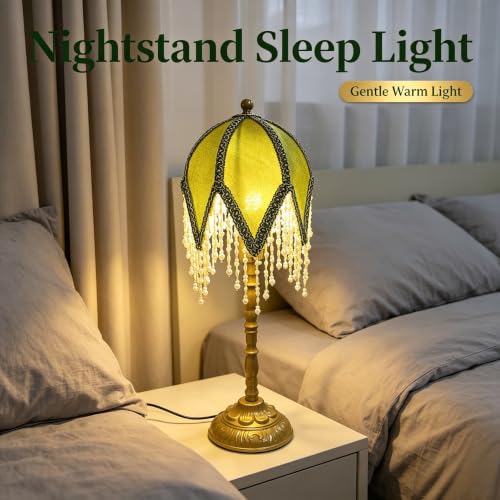 Vintage Tasselled Table Lamp with Beaded Shade