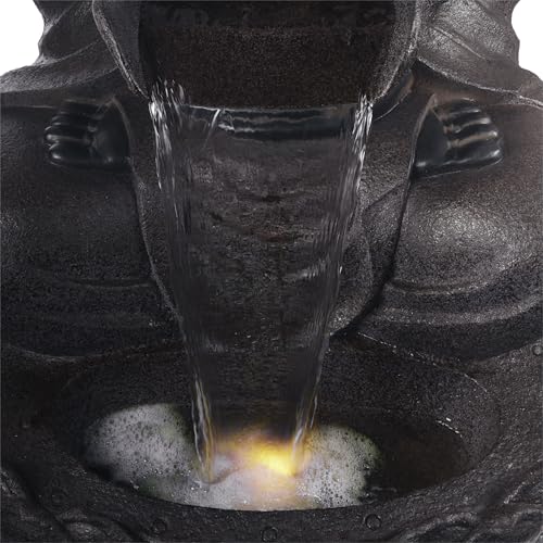 WIN1170 53" Outdoor Floor Calming Buddha Statue Waterfall Fountain