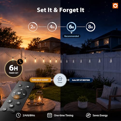 200(50FT*4) Outdoor String Lights with Remote LED Edison Waterproof (198 Foot)