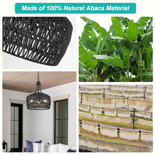Black Rattan Chandelier for Dining Room