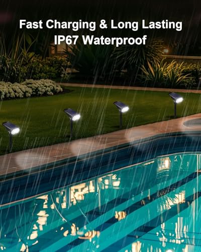 2 Pack Solar Spot Lights Outdoor Waterproof