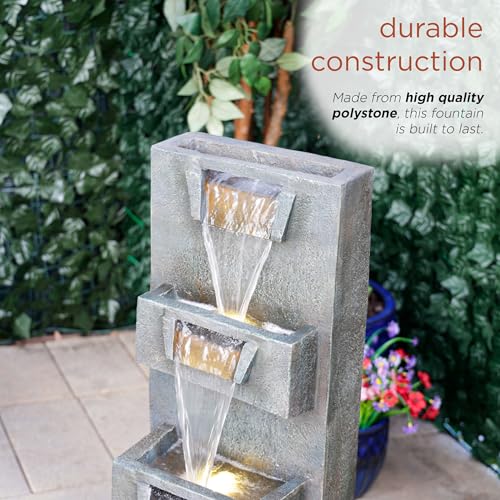 TZL406 33" 3 Tier Basin Cascading Fountain with LED Lights