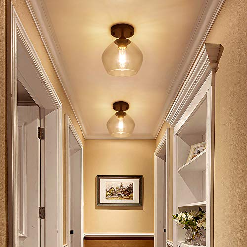 Modern Semi Flush Mount Ceiling Light with Clear Glass Shade