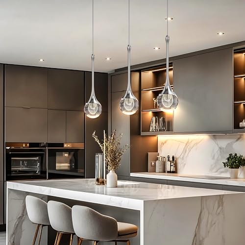 Silver Pendant Lights Kitchen Island (3 Count)