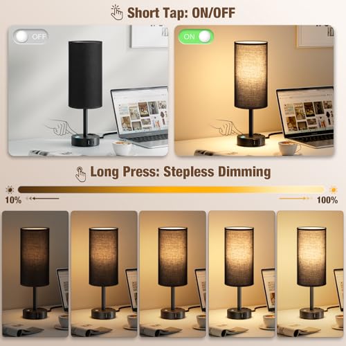 Black Touch Bedside Lamp for Bedroom