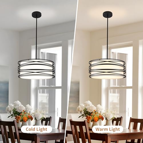 16" Black Drum Chandelier 3
