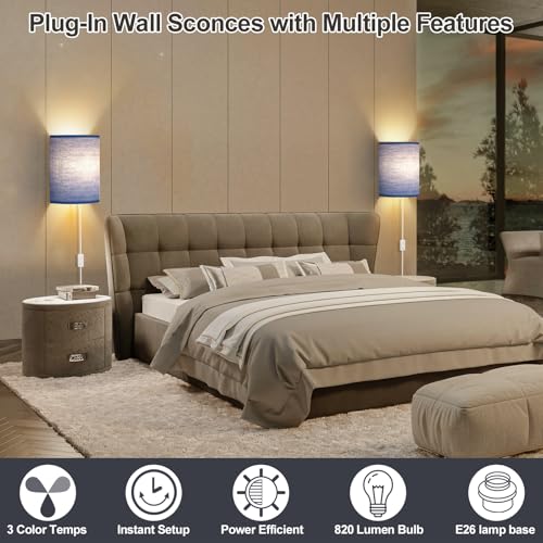 Plug in Wall Sconces Set of Two Wall Lights with On (2 Count)