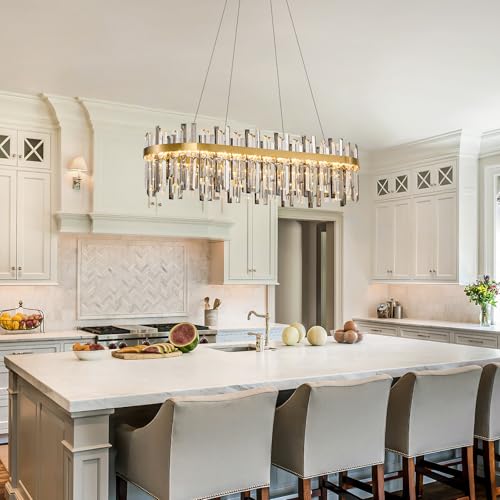 Modern Gold Smoke Grey Crystal Chandelier