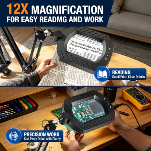 Magnifying Lamp with Light 12X (Black)