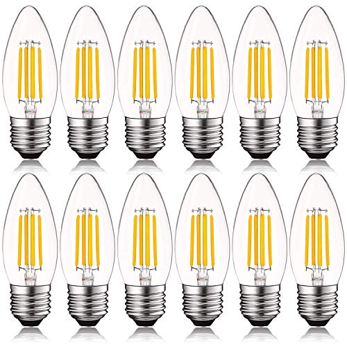 5W Vintage E26 Candelabra LED Bulbs 60W Equivalent (12 Count)