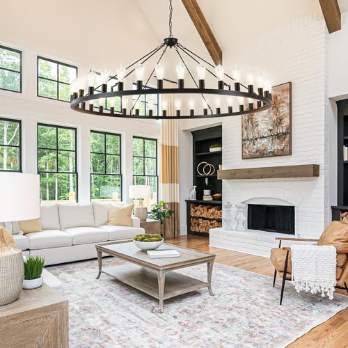 Large black wagon wheel chandelier 64 inch