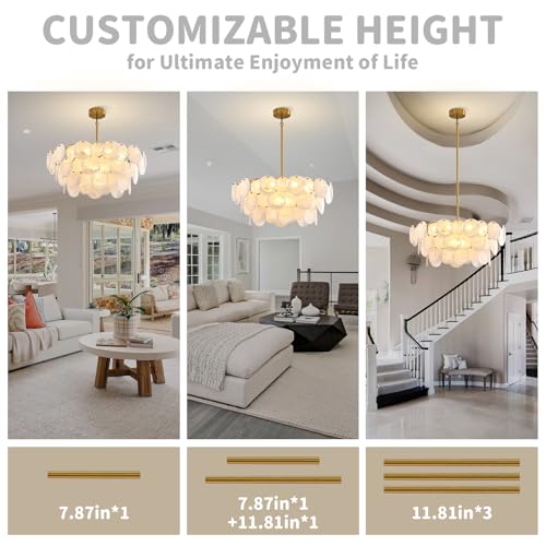 Large Gold Modern Glass Chandelier