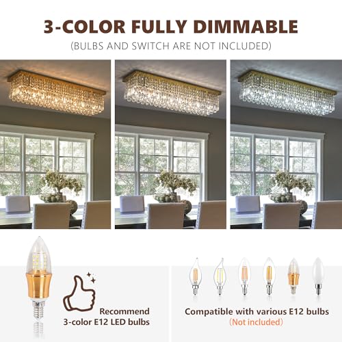 8 Light Gold Crystal Chandelier
