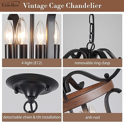 Black Farmhouse Chandelier 4 Lights