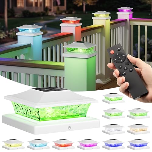 4x4 Post Solar Lights Color Changing with Remote (12 Count)