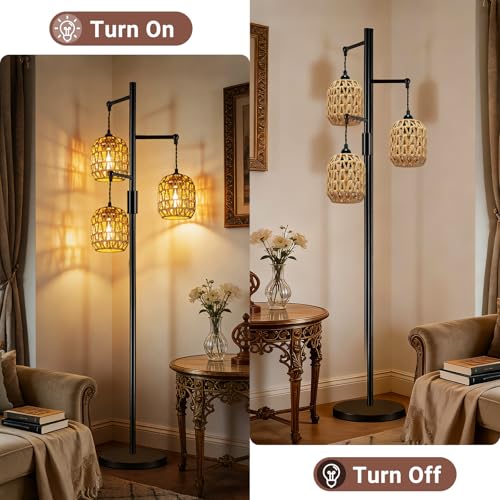 6 Pack Rattan Lamp Shades Boho Hanging Light Lamp Shades
