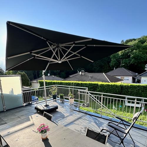 Cantilever Umbrella 9' X 12' Double Top Solar LED Light