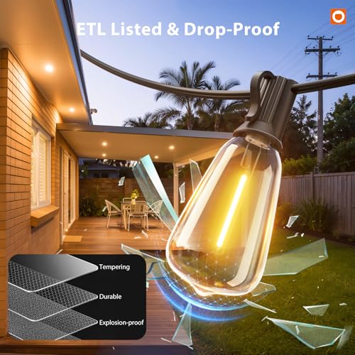 200(50FT*4) Outdoor String Lights with Remote LED Edison Waterproof (198 Foot)