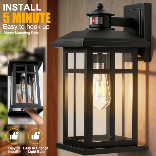 2 Pack 16" Large Black Outdoor Wall Light (2 Count)
