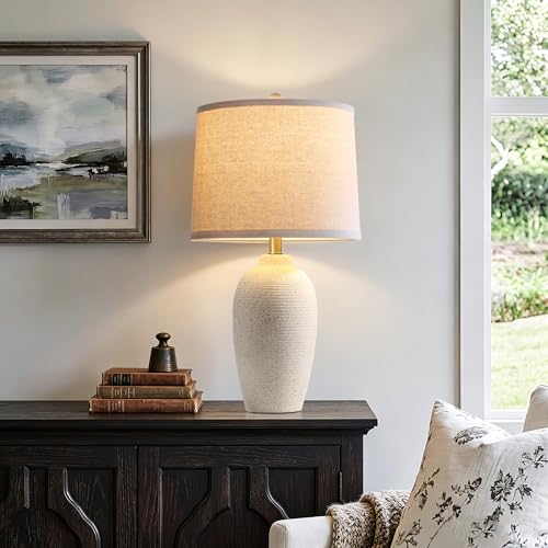 25” Modern Farmhouse Traditional Ceramic Table Lamp