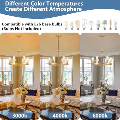 Gold Wagon Wheel Chandelier (6 Count)
