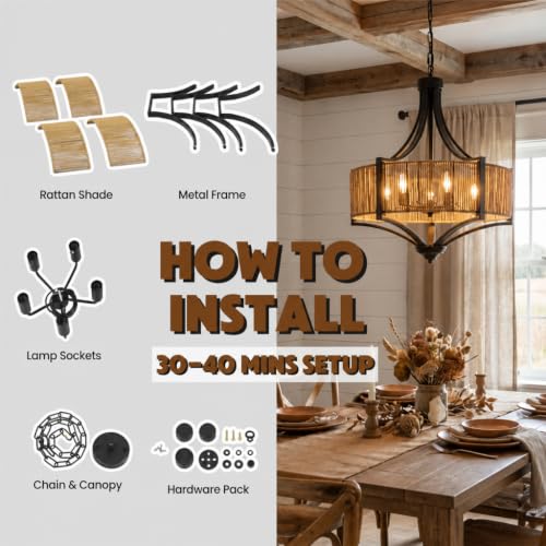 20" Rattan Chandelier