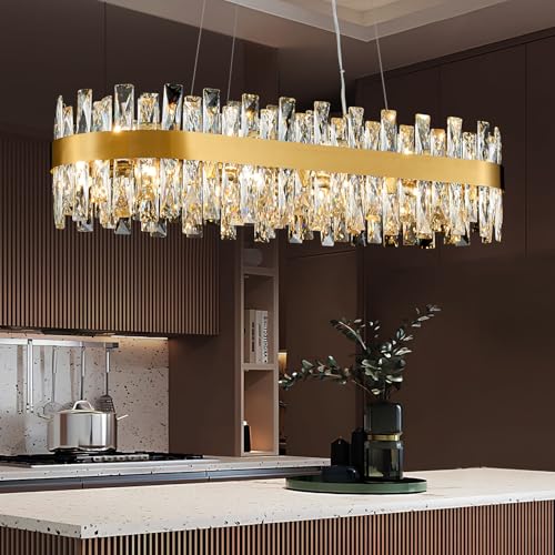 Modern Brass Gold Crystal Chandelier