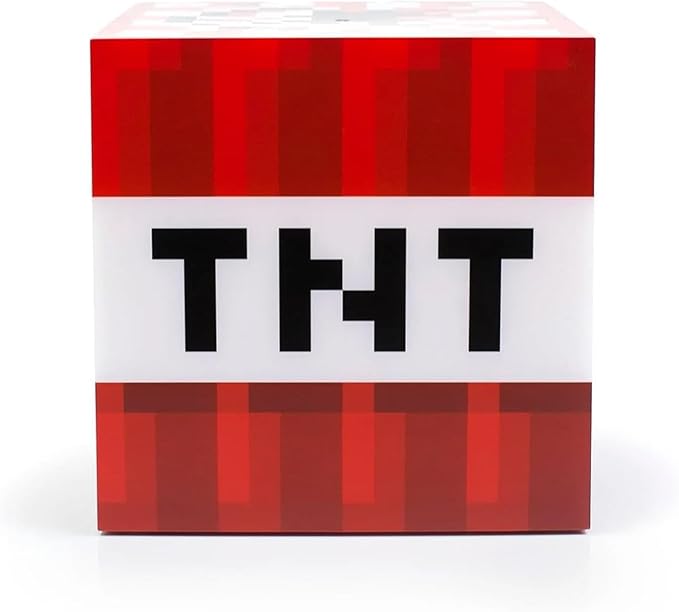 Minecraft TNT Block 6 Inch USB LED Night Light Cube - Decorative, Fun, Safe & Awesome Bedside Mood Lamp Toy for Baby, Kids, Teens & Adults - Best for Home's Bedroom, Living Room Or Even Office