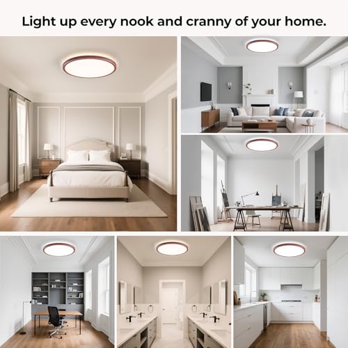 Dimmable LED Flush Mount Ceiling Light Fixture with Remote Control