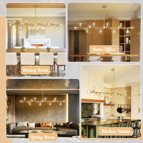 Gold Linear Chandeliers for Dining Room 17 Lights Modern Sputnik Chandelier