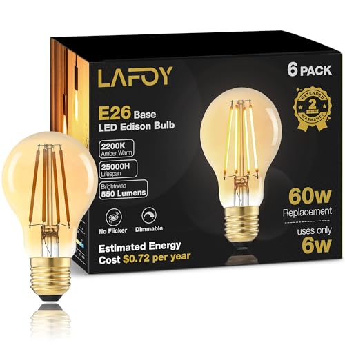 A19 Amber Edison Bulbs (6 Count)