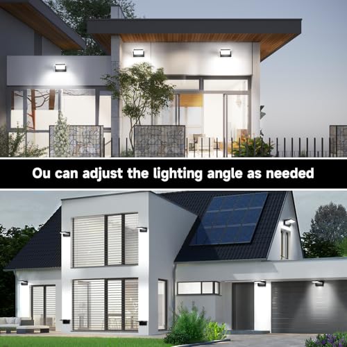 Outdoor Wall Sconces 350 ° Adjustable Black Wall Lights 6000K Modern Security Commercial Exterior Wall Mount Fixture Waterproof 3 Pack (3 Count)