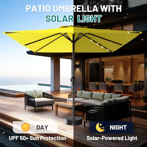 8' X 10' Rectangular Patio Umbrella with Solar Lights