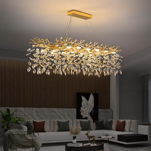 Modern Rectangle Crystal Tree Branch Chandelier