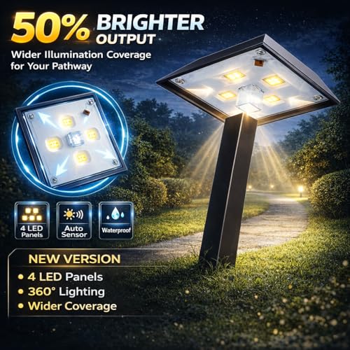 Super Bright 300 Lumens Solar Pathway Lights Outdoor (4 Count)