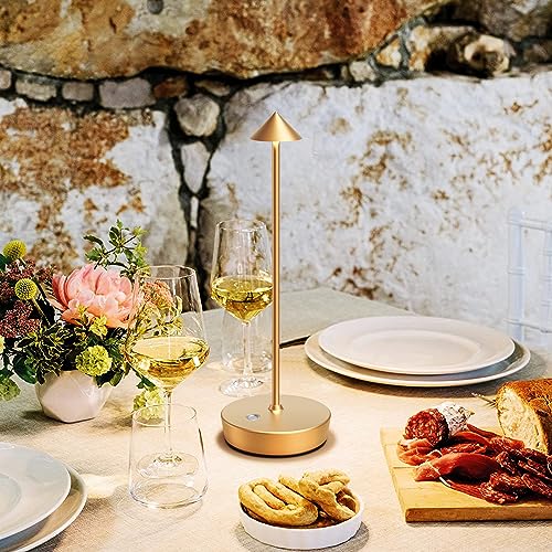 Cordless Rechargeable Led Table Lamp Battery Operated Light Gold