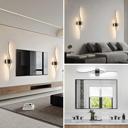 Black Vanity Lights Fixtures Over Mirror