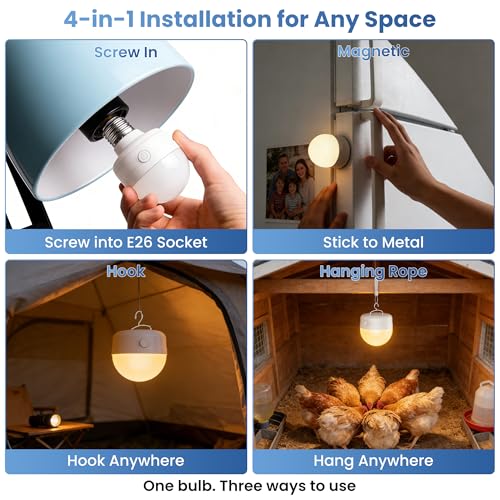 E26 Rechargeable Light Bulbs with Remote