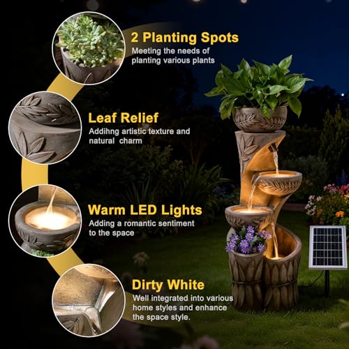 35.6" Solar Outdoor Water Fountain