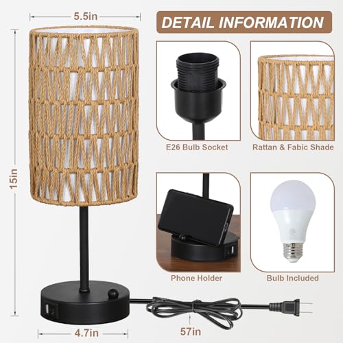 Touch Table Lamp For Bedroom with Bulb