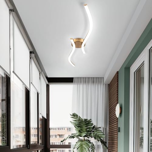 28W Gold Linear Ceiling Light Gold Modern LED Ceiling Light Fixture 6000K Aluminum 39.37Inch Long Ceiling Lamp for Hallway