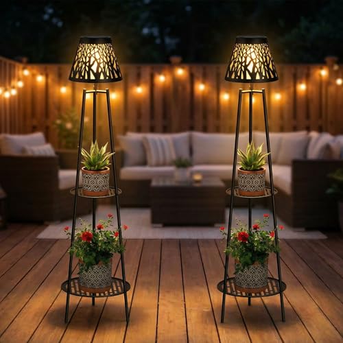 2 Pack Solar Floor Lamps Outdoor with 2 (2 Count)