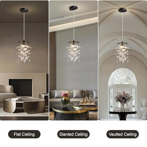 8.3" Black Crystal Pendant Light for Kitchen Island