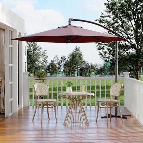 10FT Offset Patio Umbrella with Cross Base